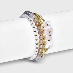 Mixed Rose Quartz Semi-Precious
Cylinder Beaded Bracelets 5pc
Universal Thread